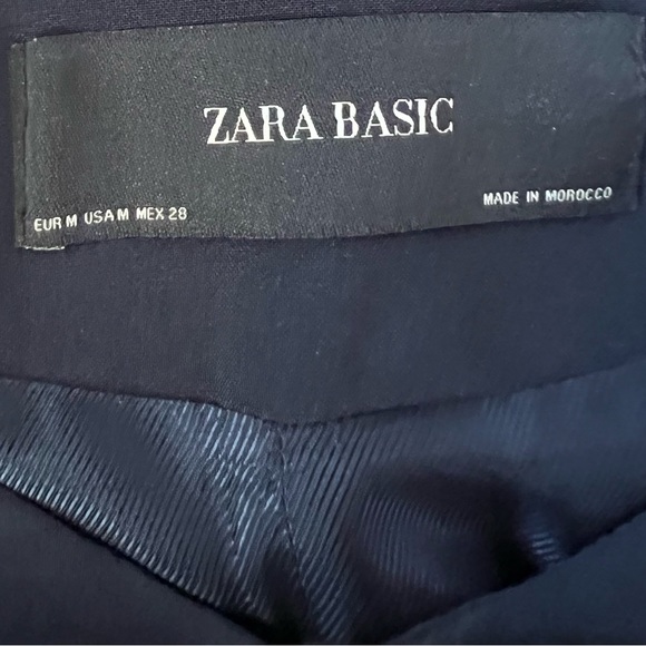 Zara long navy blue blazer with front ruffle, Size Medium - Picture 4 of 4